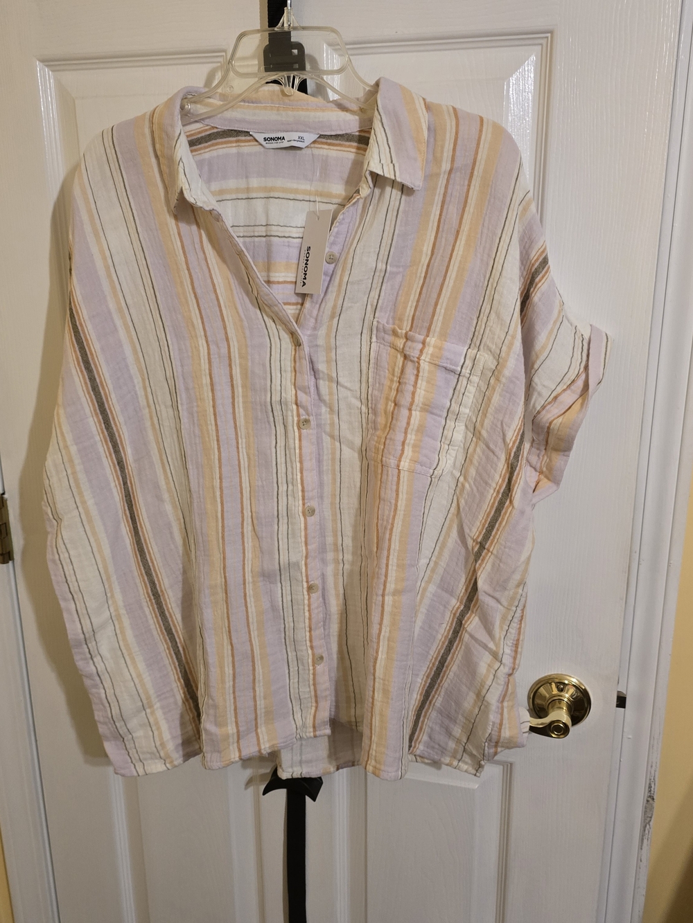 Sonoma Pastel Striped Button-Down Shirt - Yellow, Pink, Cream